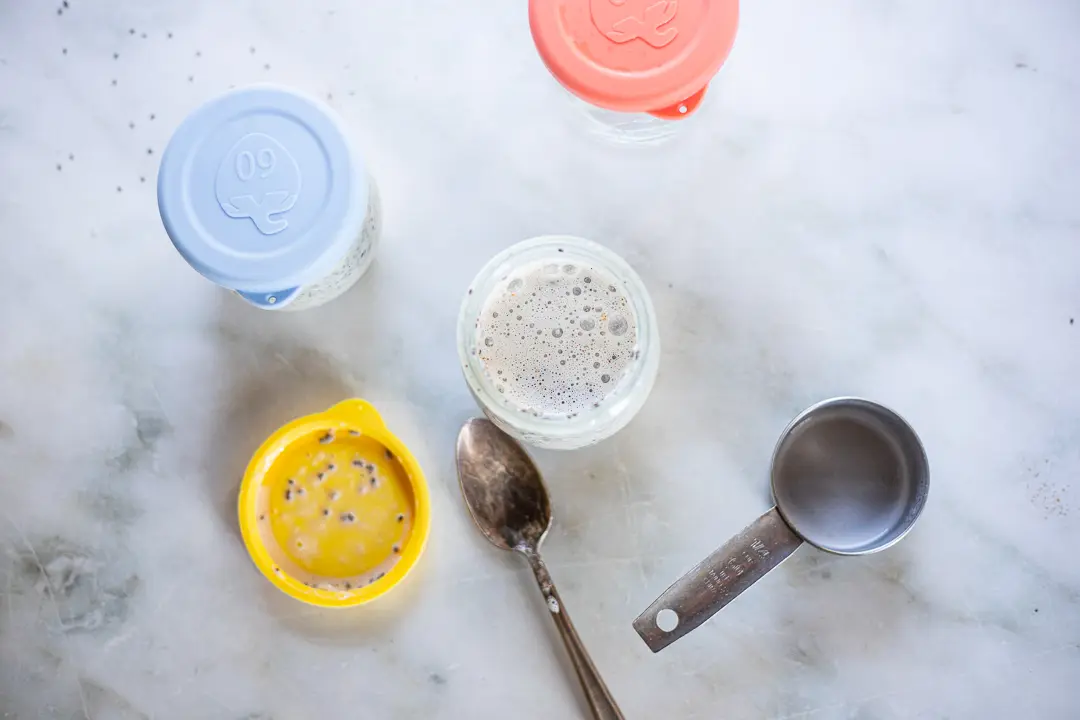 Stirring and shaking seeds in milk