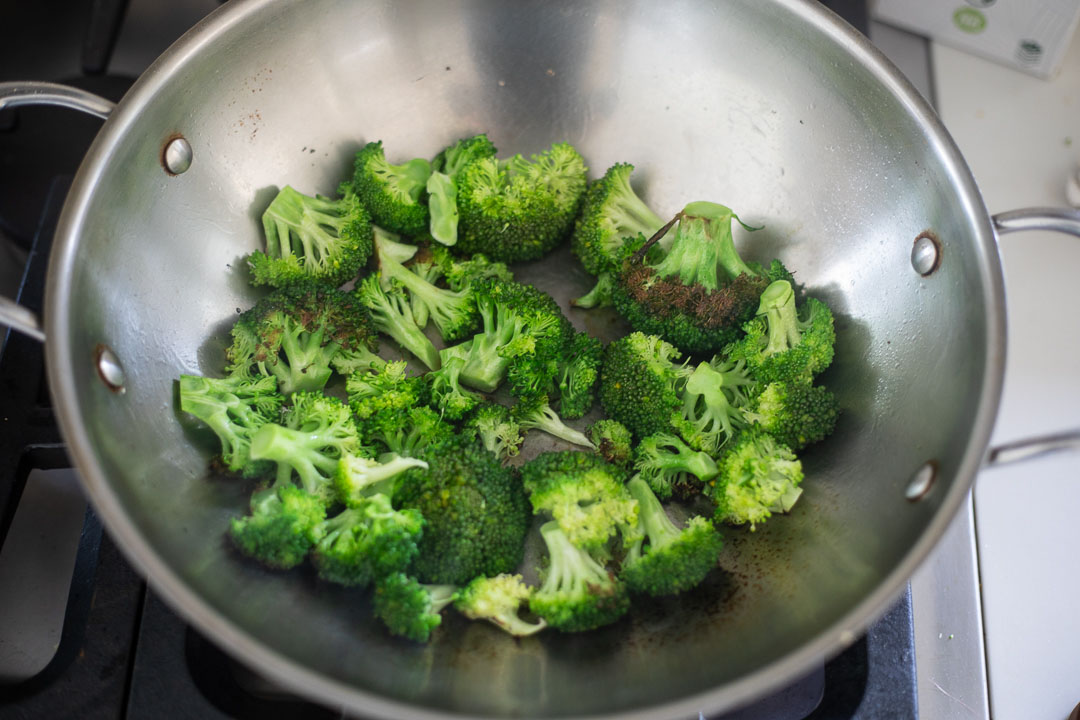 Broccoli in wok