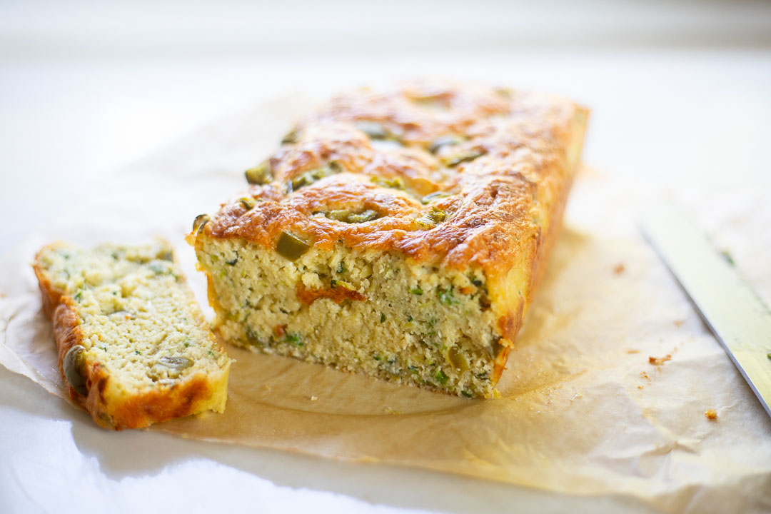 Jalapeño Cheddar Zucchini Bread sliced