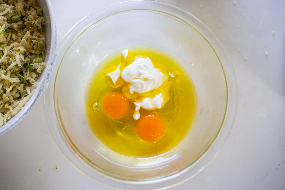 Eggs and yogurt in bowl