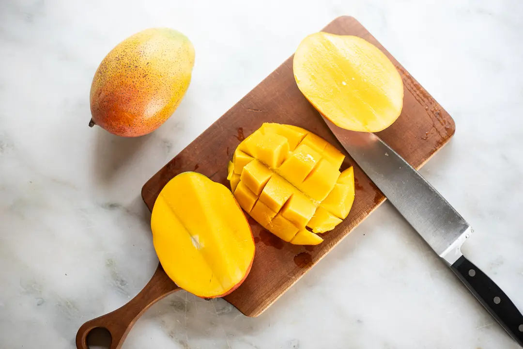 Mango sliced and cubed