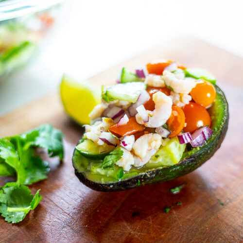 Shrimp Ceviche in avocado