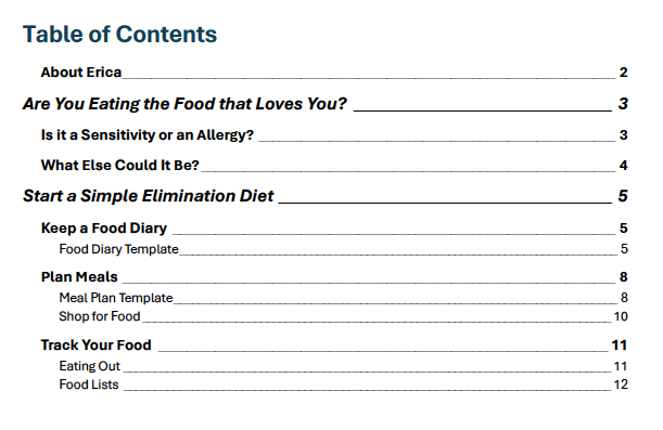 Table of Contents